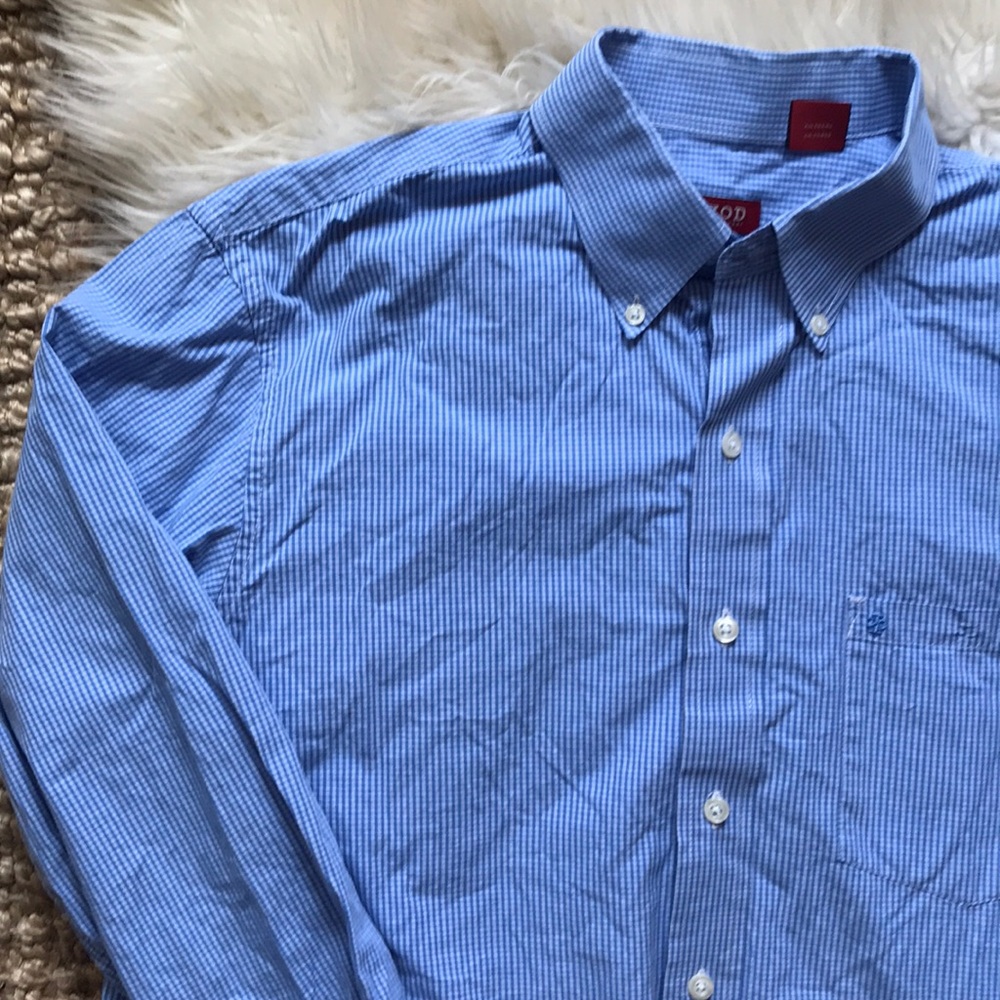 Izod Luxury Sport blue check button down shirt Med - Picture 4 of 8